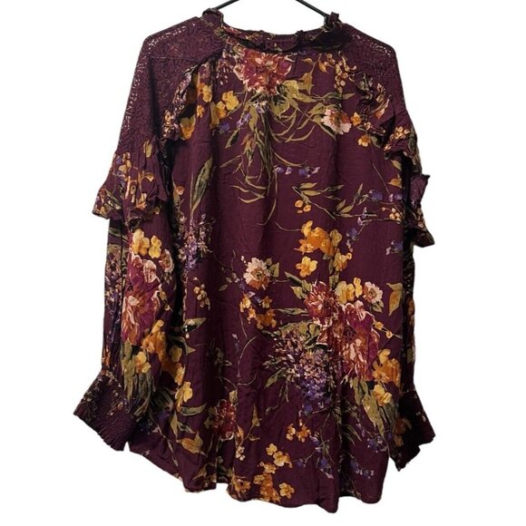 Oddi Tops - Oddy Womens Tunic Size 3XL Floral Lace Ruffles Peasant Cottagecore Modern Career